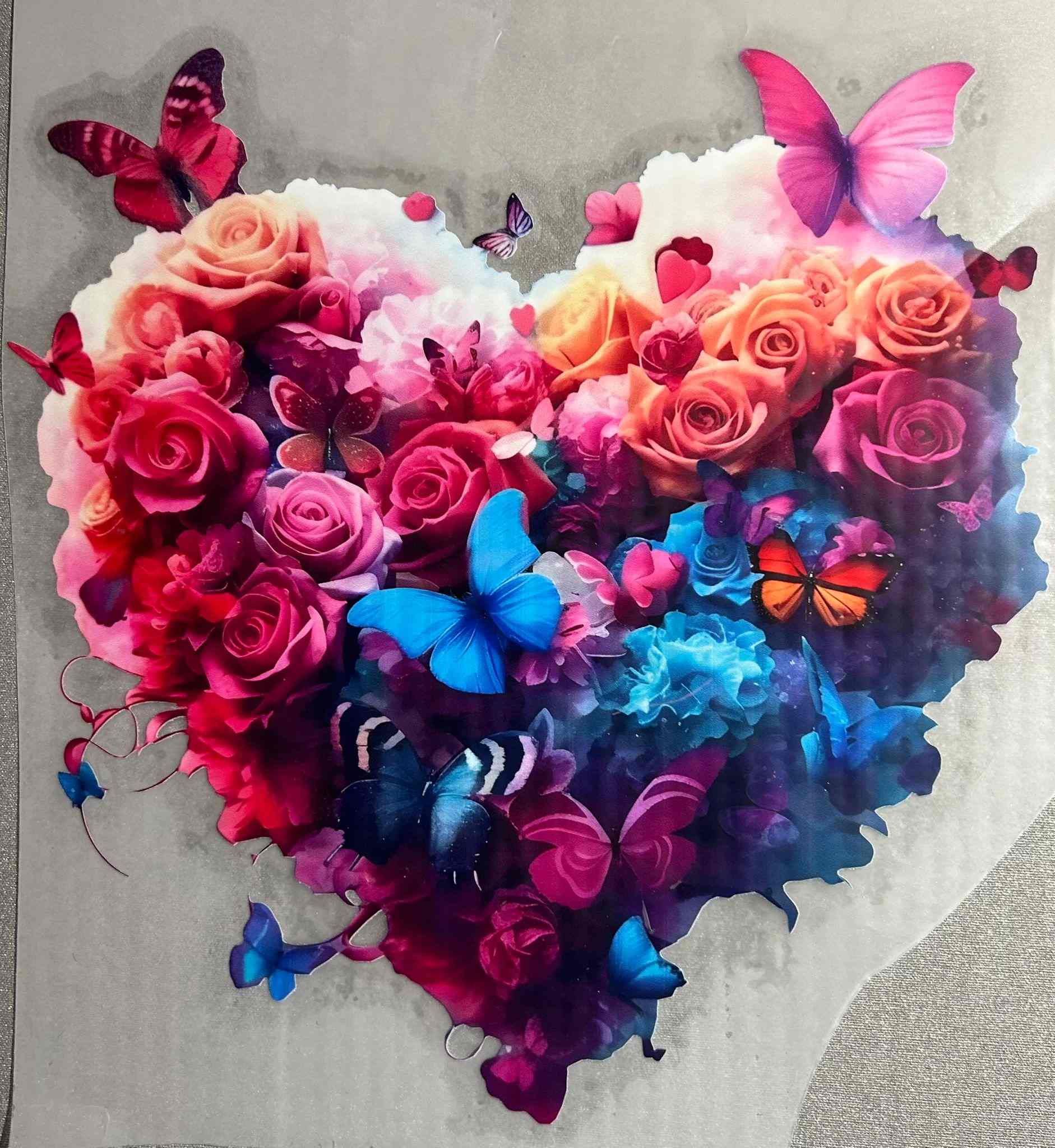 elegant heart-shaped design with colorful butterflies and roses Kids Design