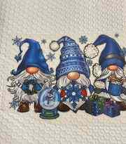 Holiday &amp; season design with festive gnomes in blue winter attire.