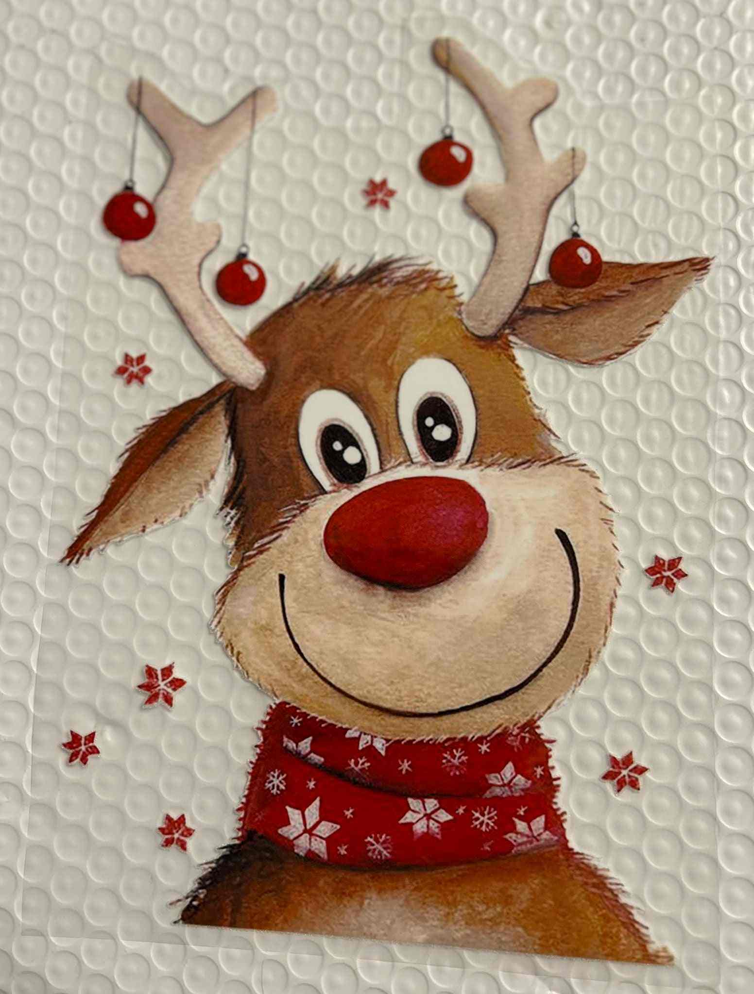 Festive reindeer design for holiday and season products.