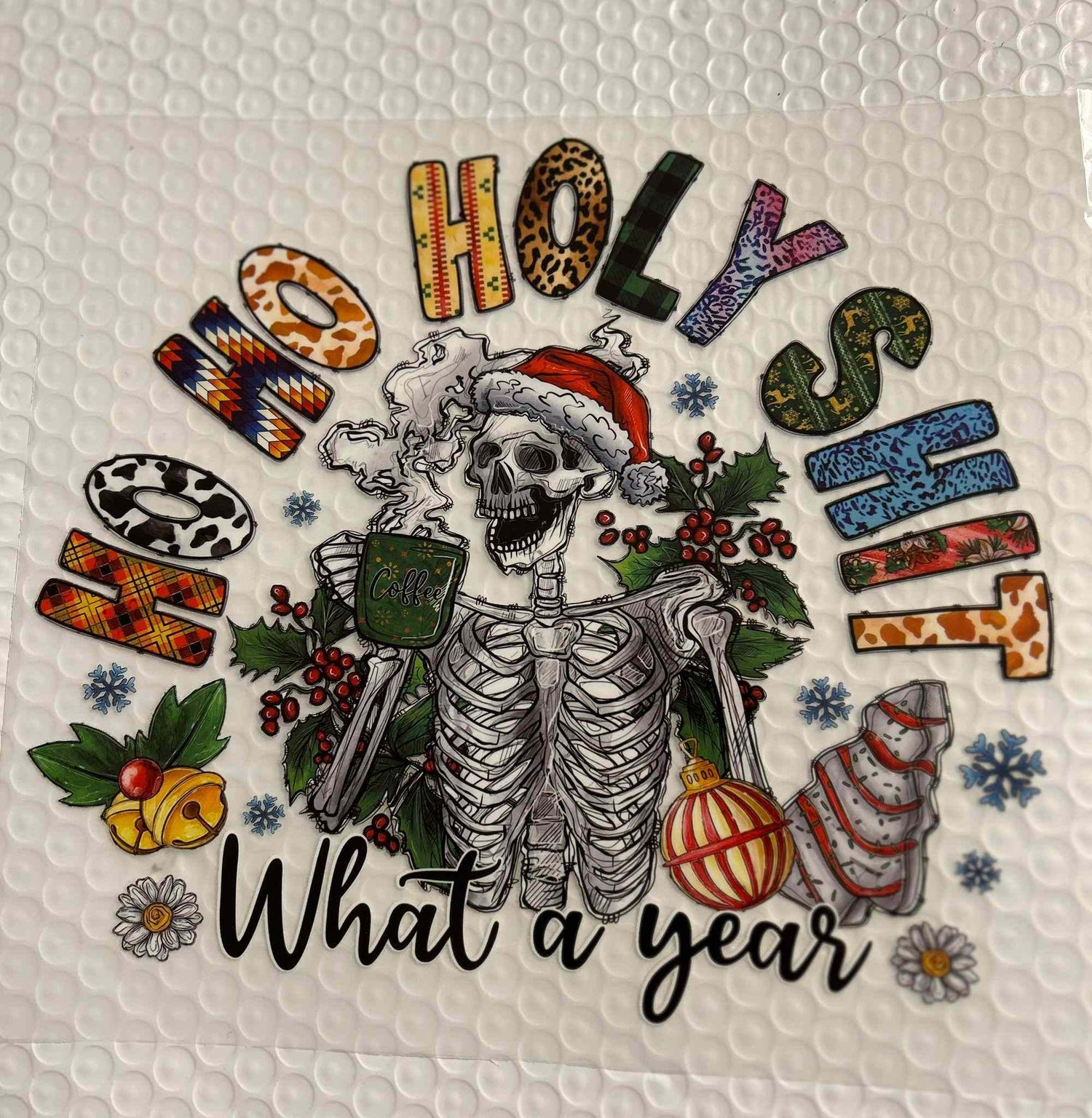 Holiday &amp; season design with festive skeleton and colorful elements.