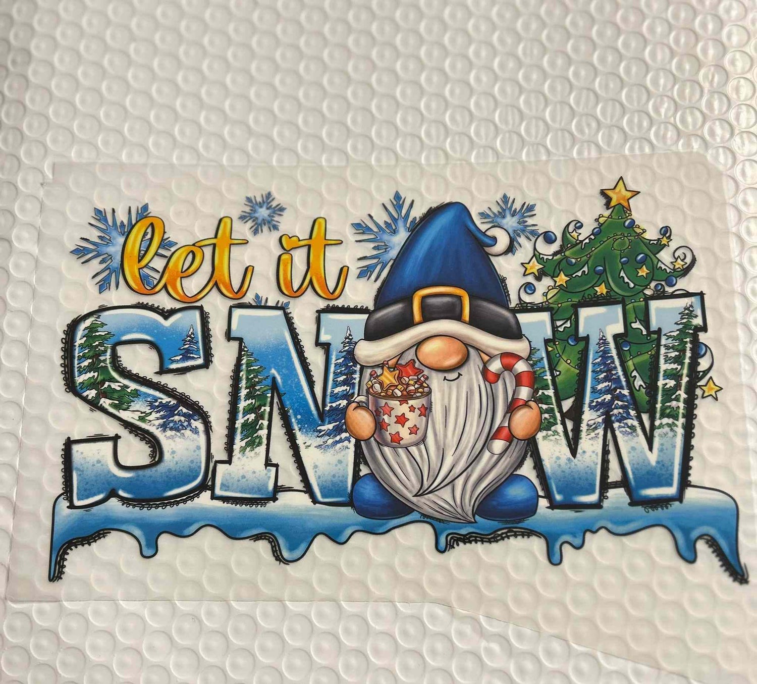 Holiday &amp; season design with &quot;Let it Snow&quot; gnome and Christmas tree.