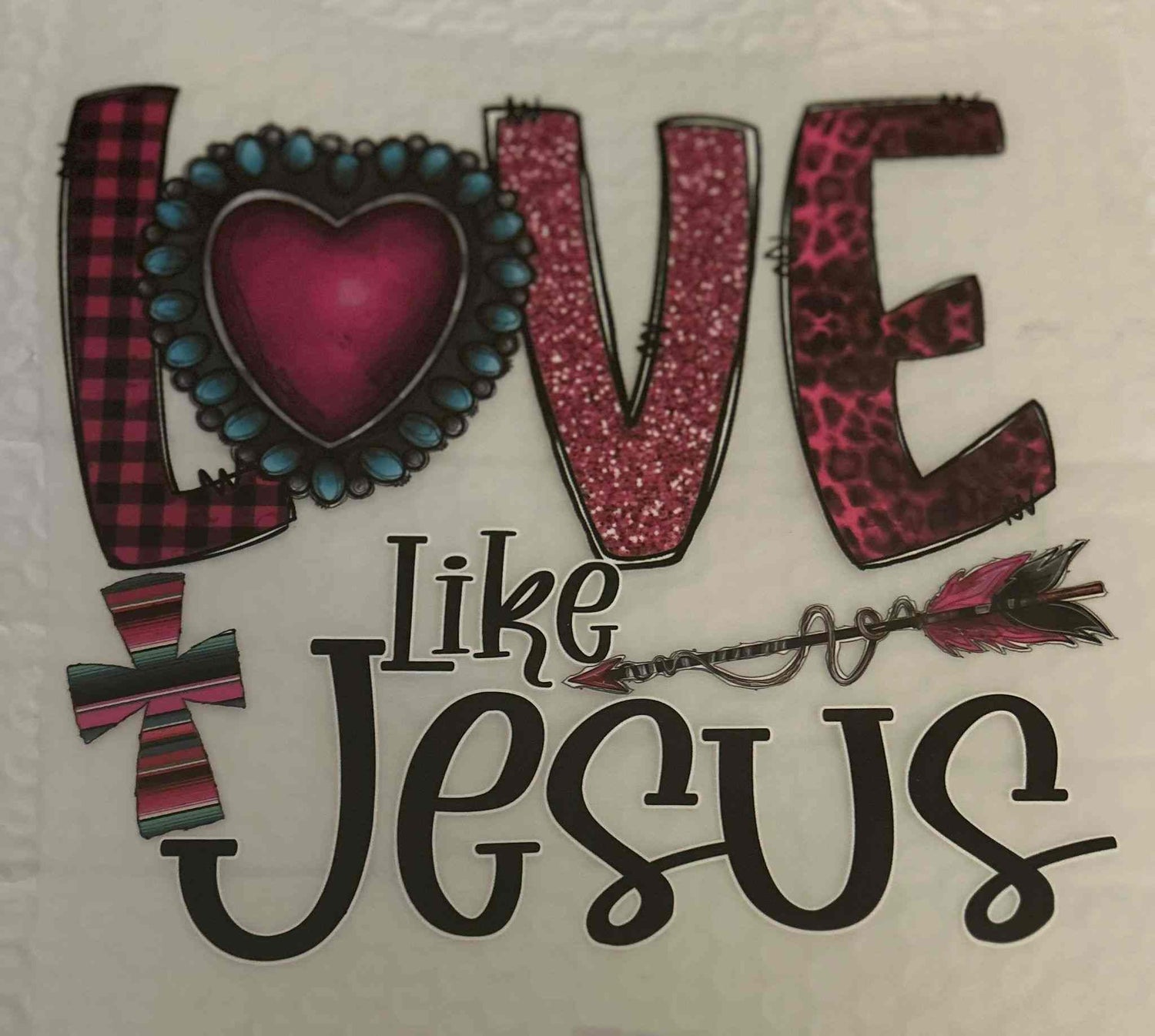 Love Like Jesus customizable sayings design with heart and cross embellishments. cute quote designs