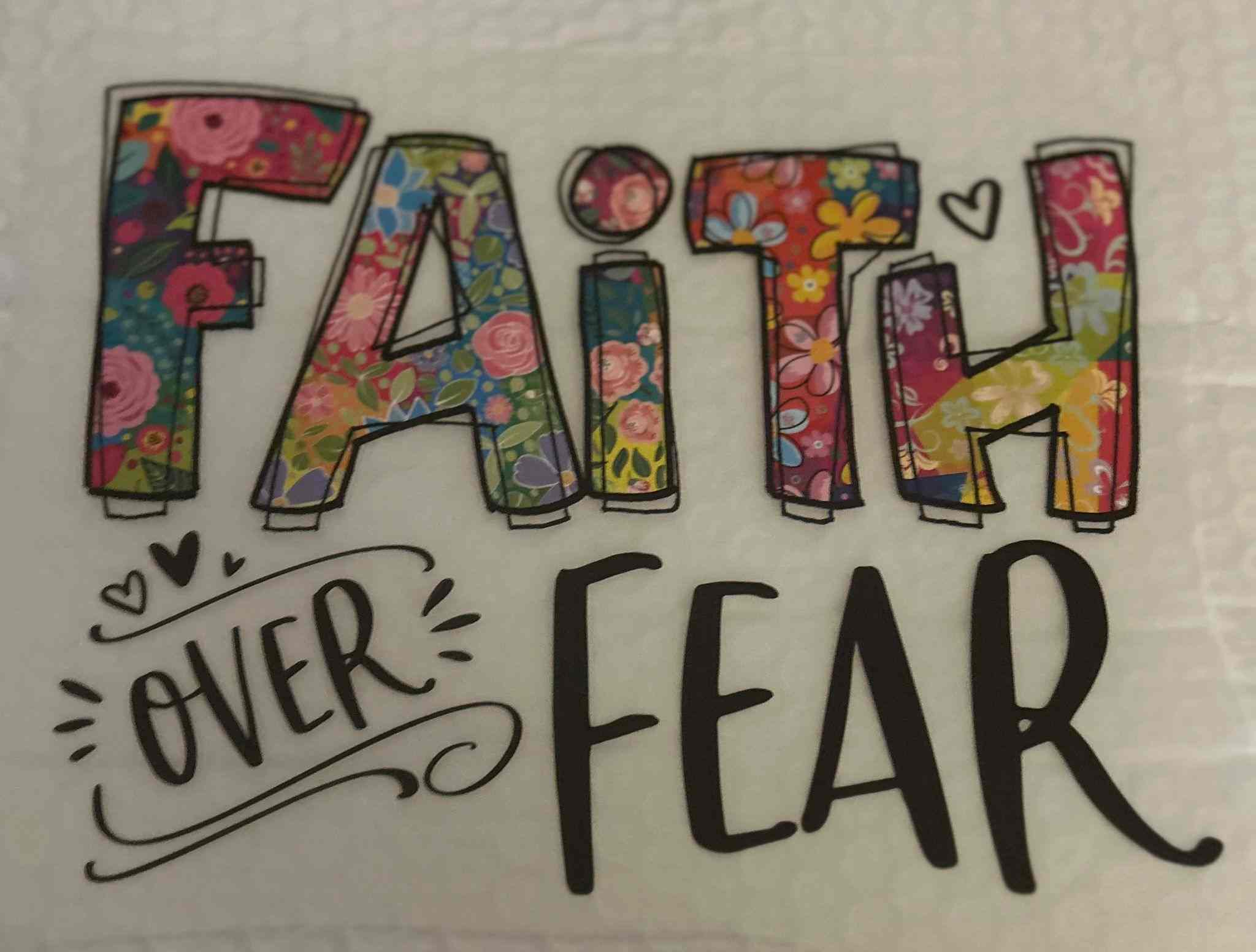 Floral &quot;Faith Over Fear&quot; sayings design with customizable text options. cute quote designs