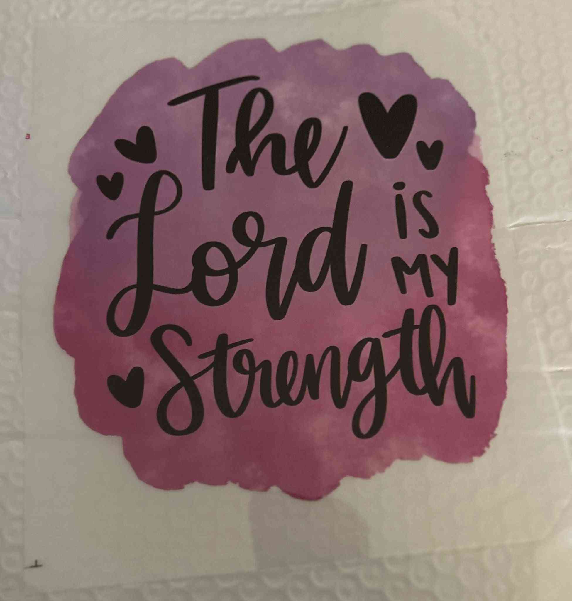 Colorful Saying Designs sticker with &quot;The Lord is my Strength&quot; text and cute quote designs cute quote designsheart accents.