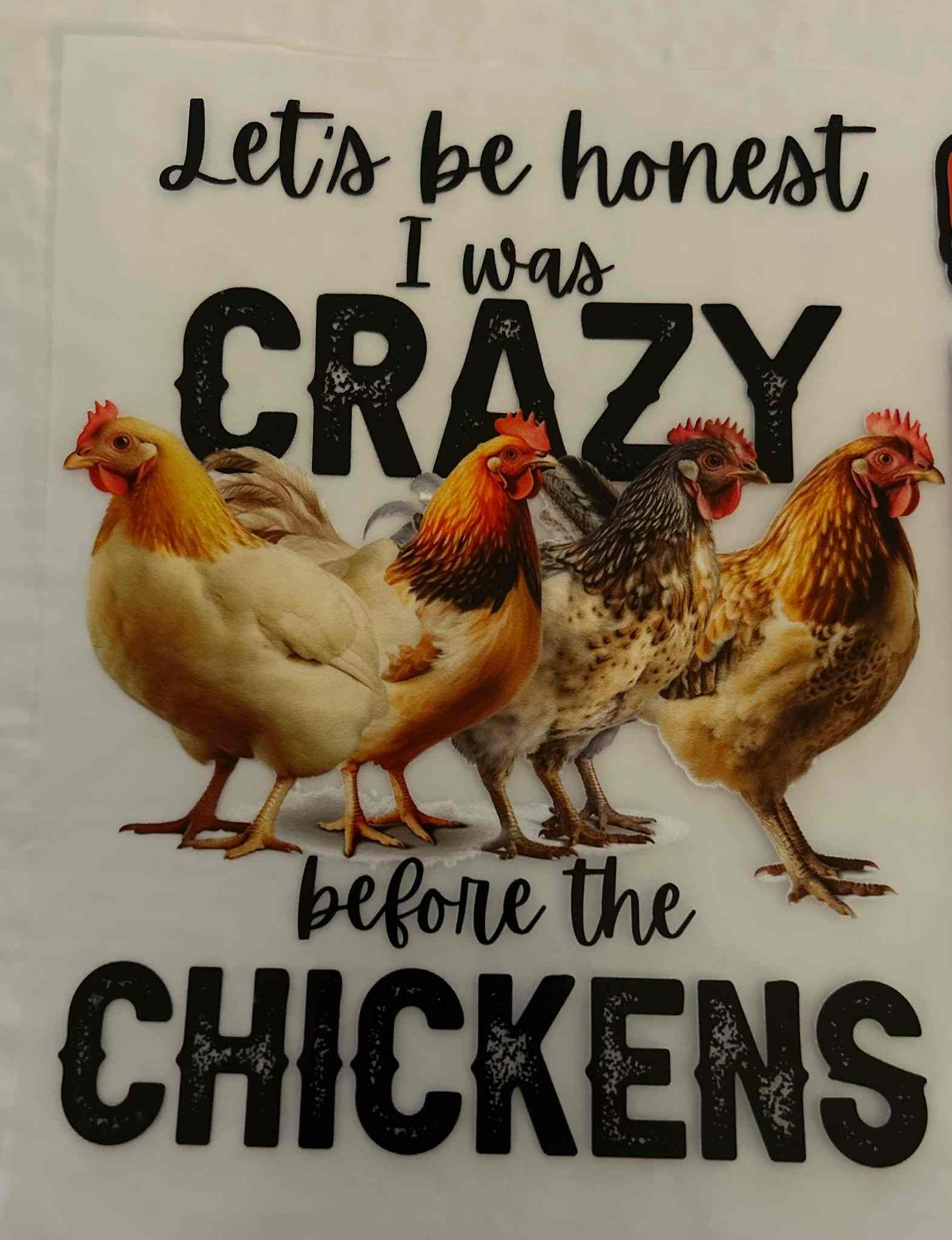 Animal design featuring chickens with humorous text, &quot;Let&