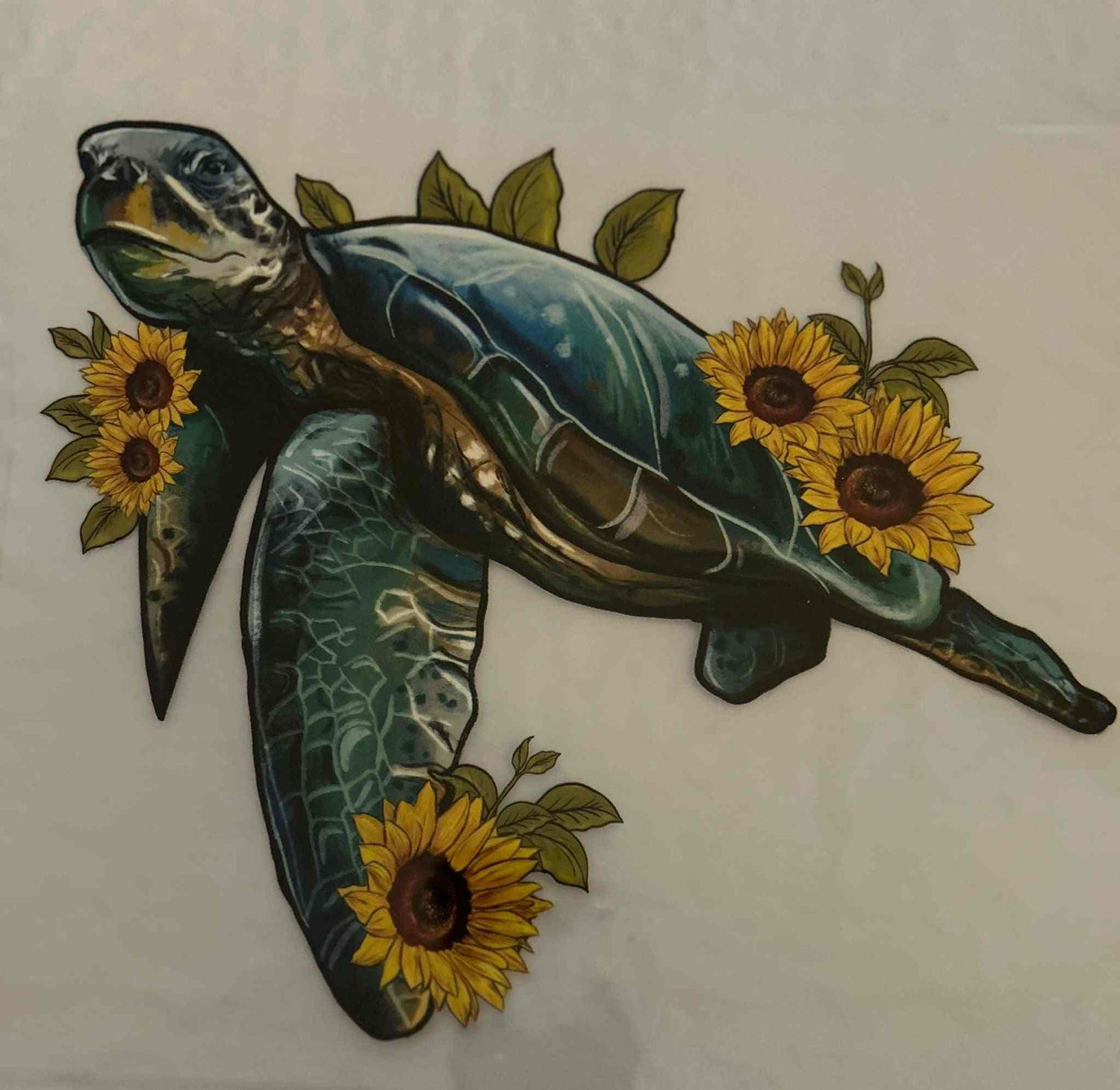 Turtle design with sunflowers on an Animal Design product.