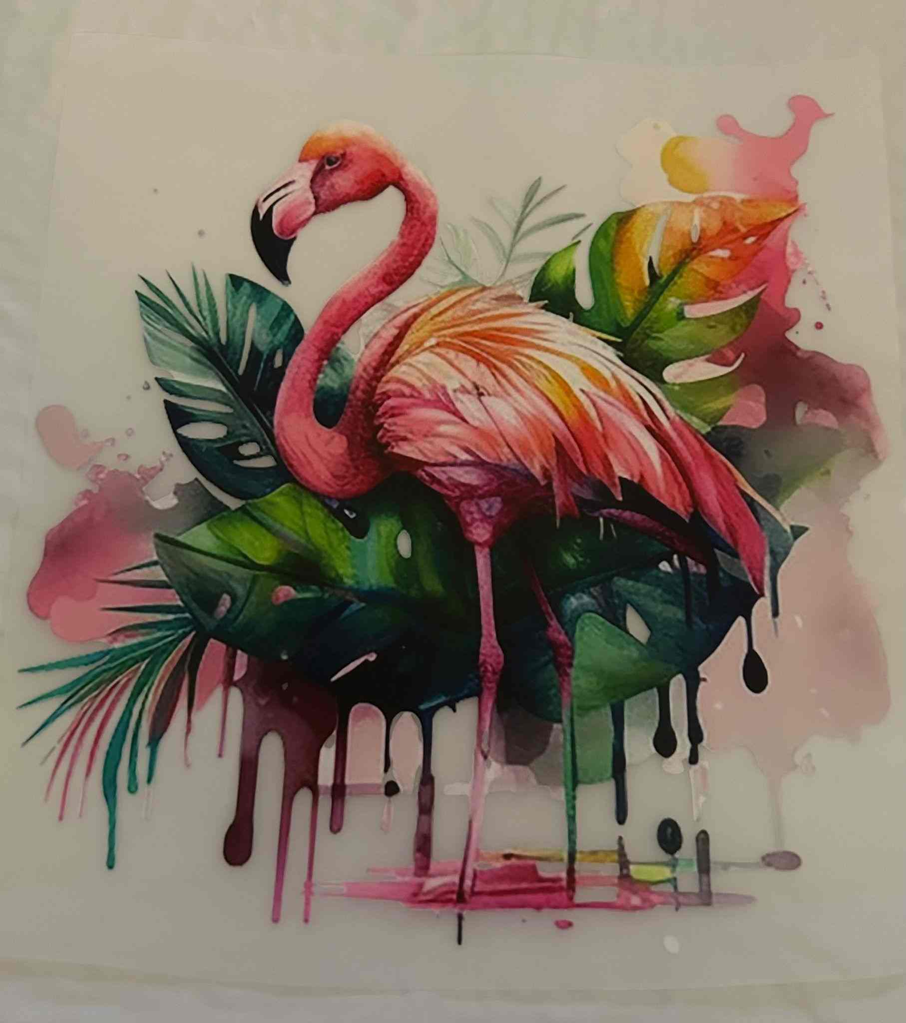 Intricate flamingo animal design artwork with vibrant colors and nature elements.