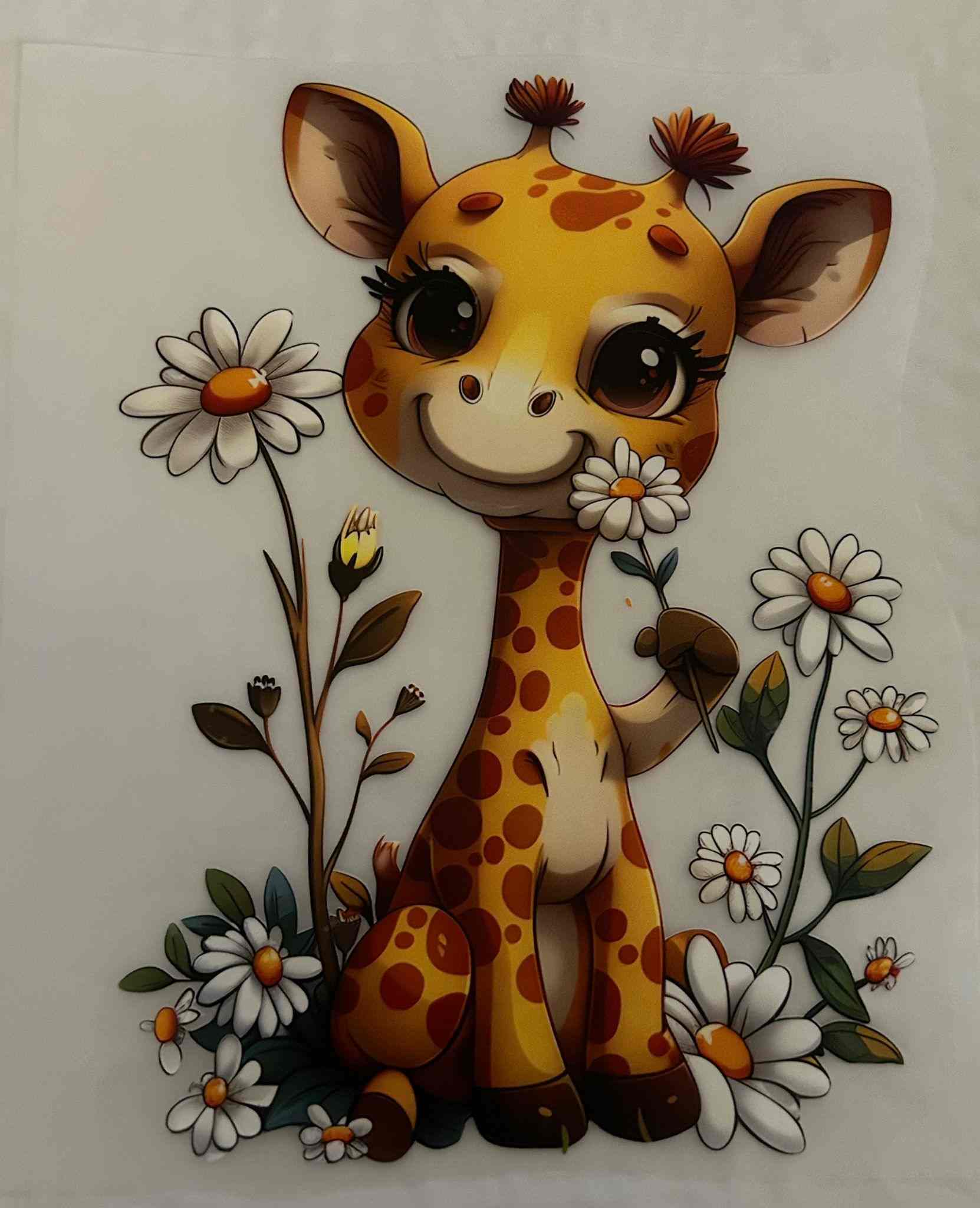 Cute giraffe with floral animal design illustration.