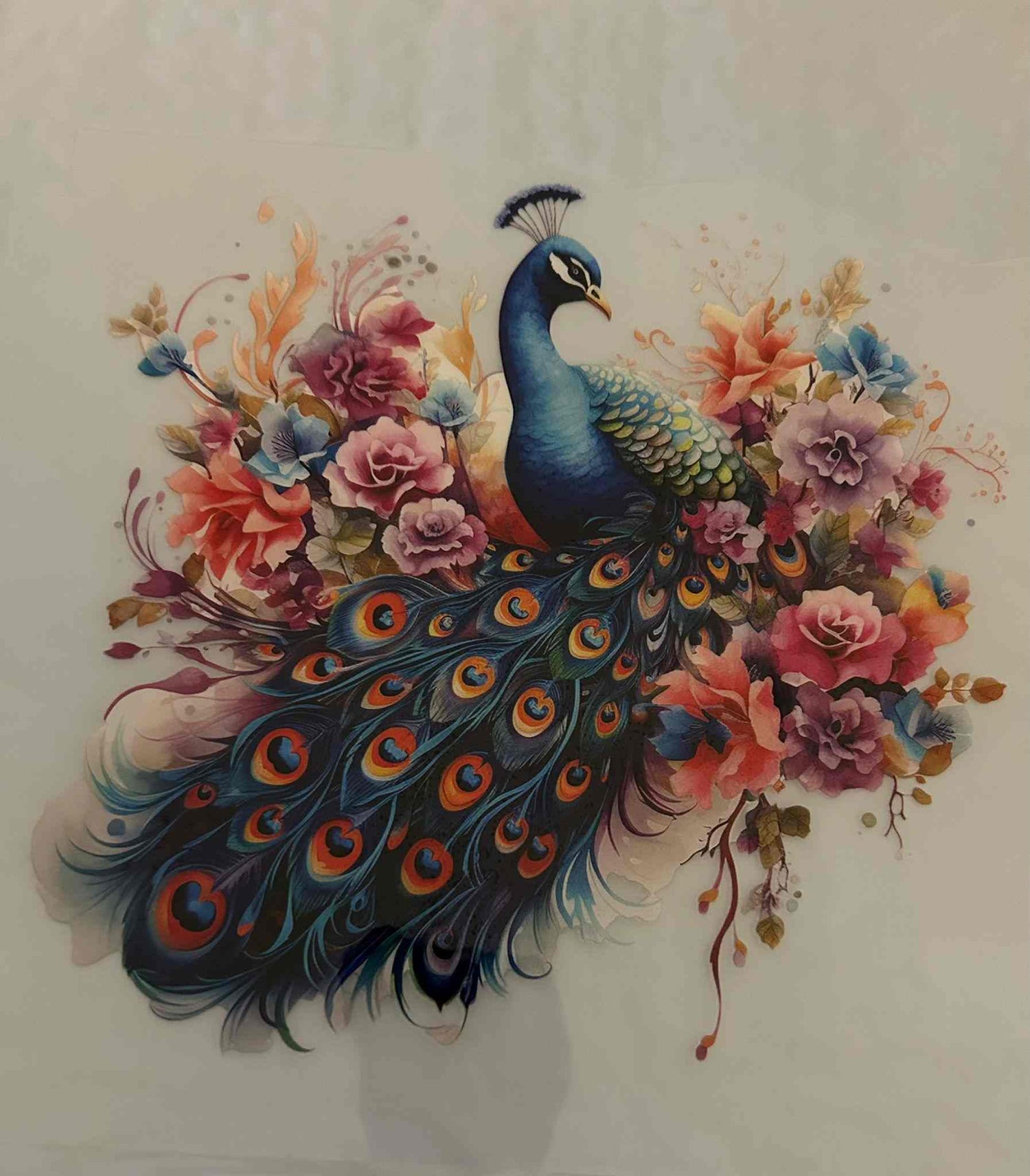 Peacock design with vibrant floral patterns for Animal Design product.