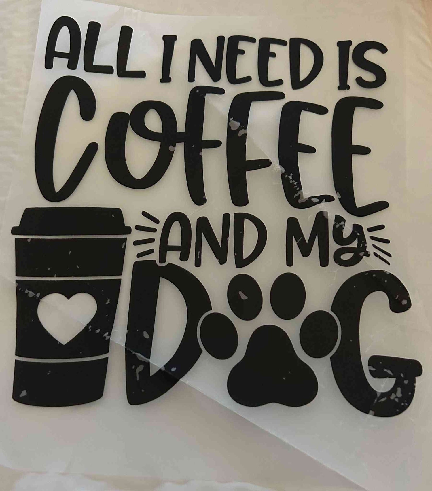 Coffee and dog-themed animal design with paw print and coffee cup graphic.