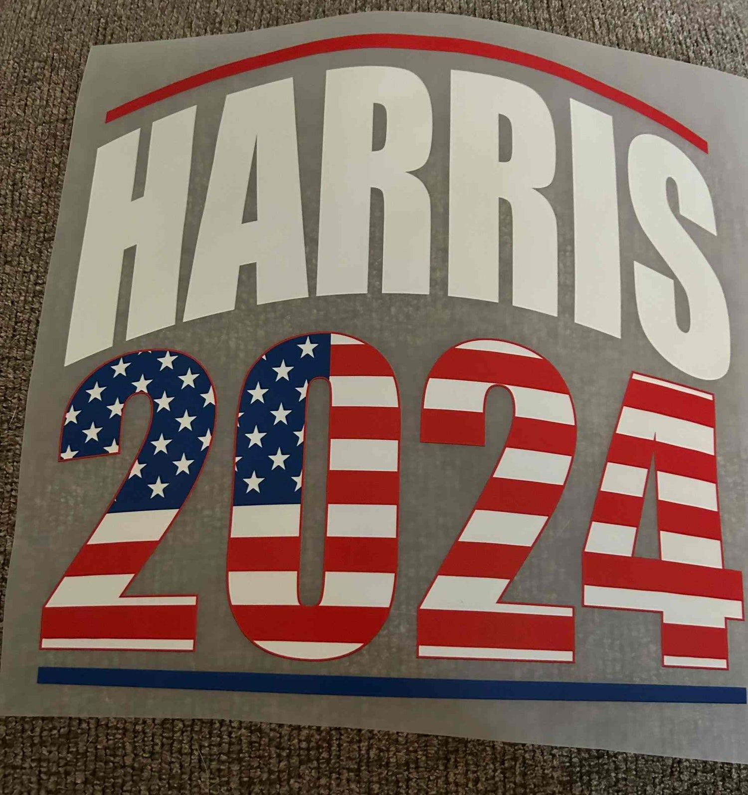 Patriotic Design with &quot;Harris 2024&quot; in American flag colors.