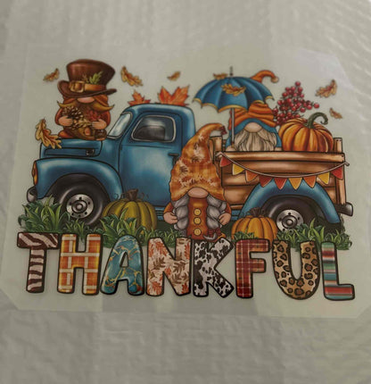 Thankful holiday &amp; season design featuring truck and pumpkins.