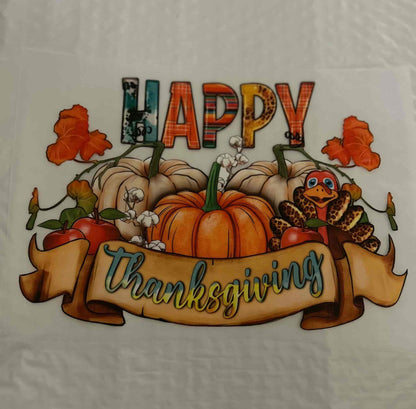 Thanksgiving holiday design with pumpkins, flowers, and turkey illustration.